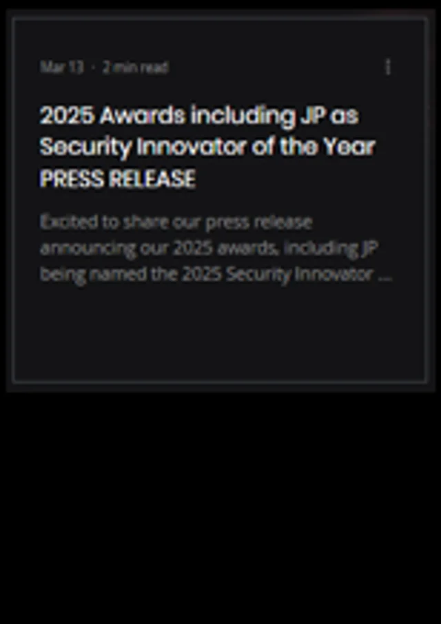 2025 Awards including JP as Security Innovator of the Year